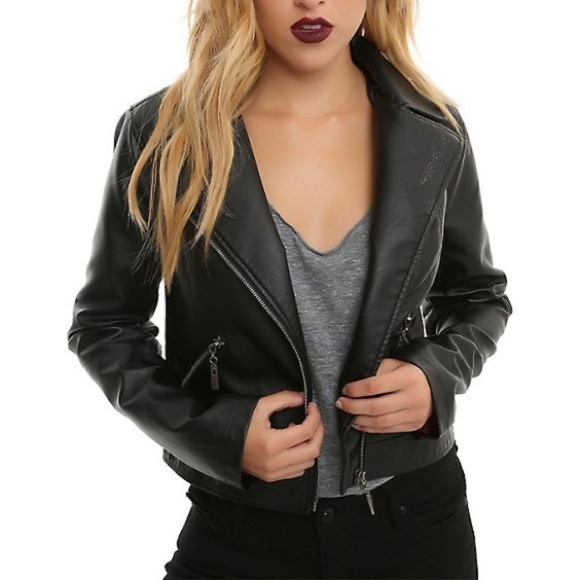 Women's Black Leather Jacket - Picture 1 of 12